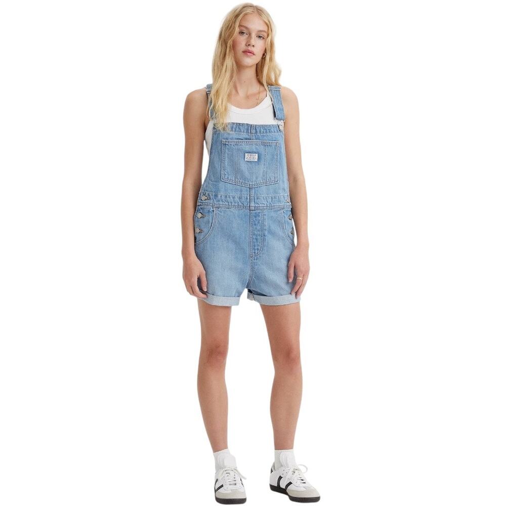Levi's Vintage Denim Shortalls New NWT Light Wash Short Overalls Shortall L/G